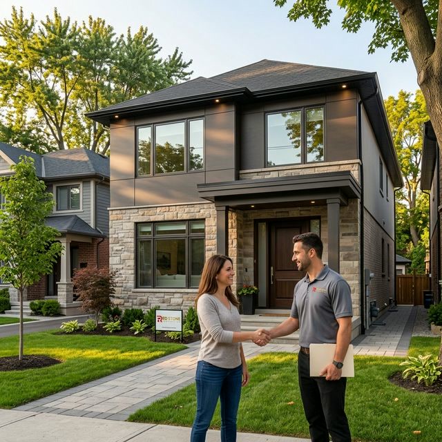 Completed two-storey home after second storey addition by Red Stone Contracting