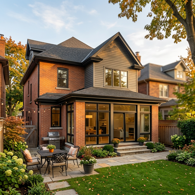 Completed home addition seamlessly blending with the original Toronto house