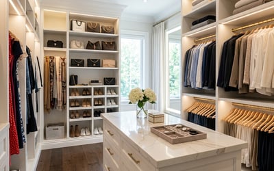Walk-In Closet Renovation in Toronto: Custom Built-Ins, Lighting and Organization Systems