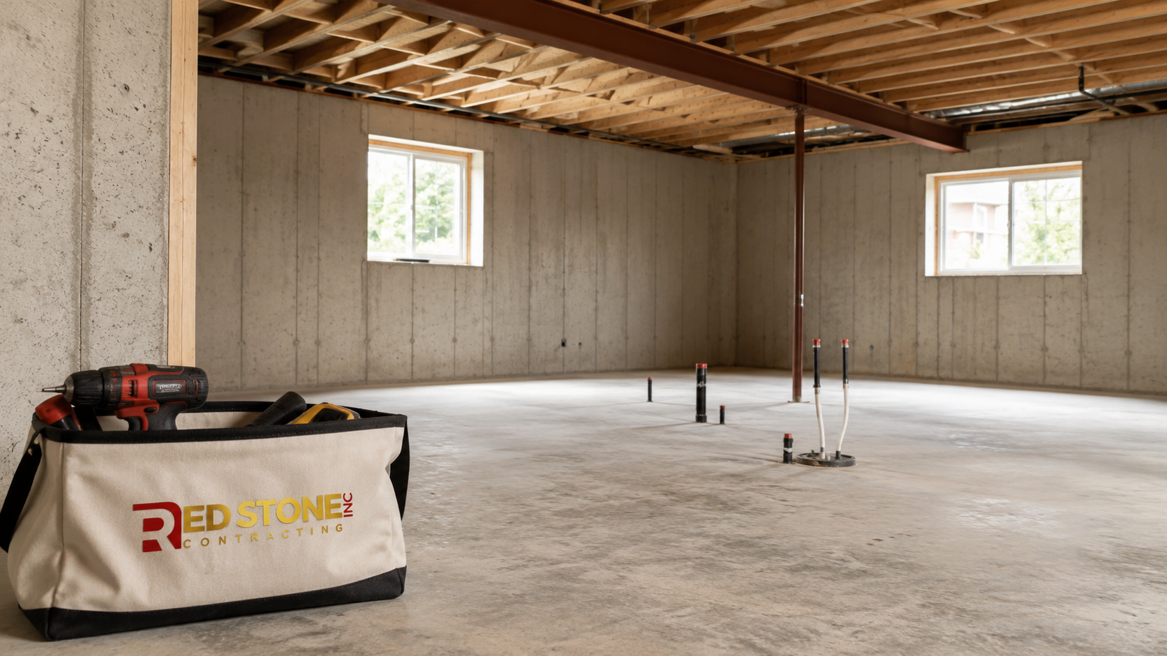 Unfinished basement of a Burlington home ready for a basement renovation Burlington project