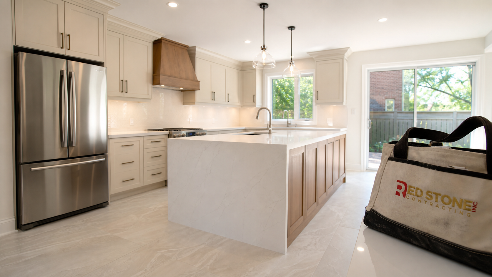 Newly renovated open concept kitchen after a kitchen renovation in a Markham suburban home
