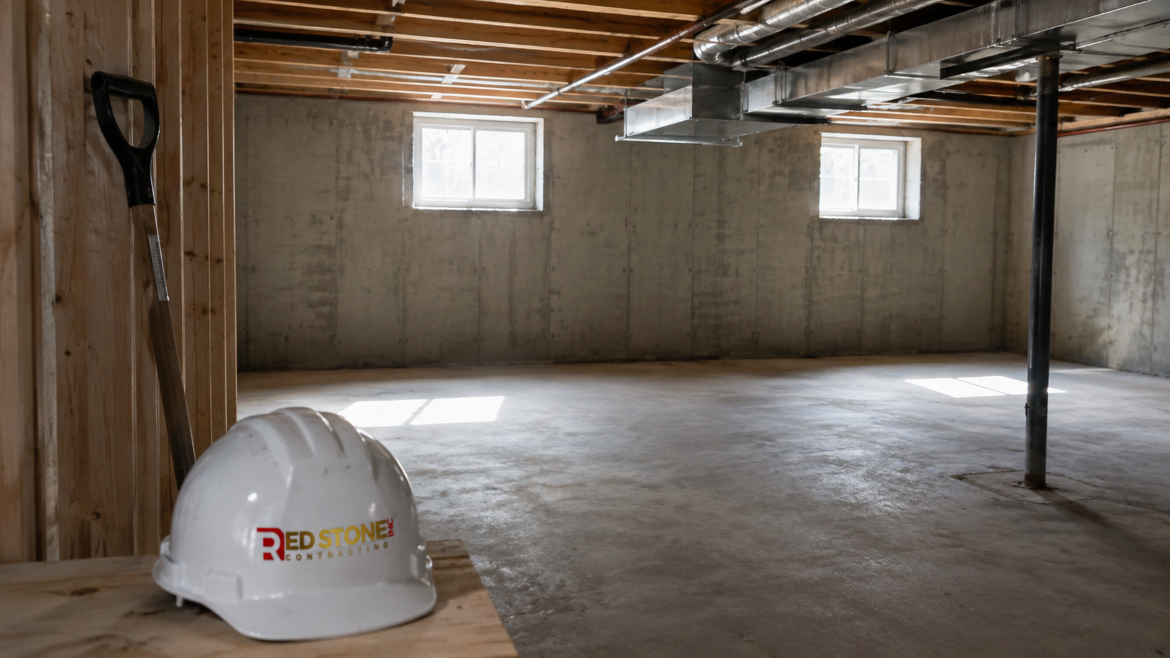 Unfinished suburban lower level prepared for a basement renovation Vaughan homeowners are planning this summer