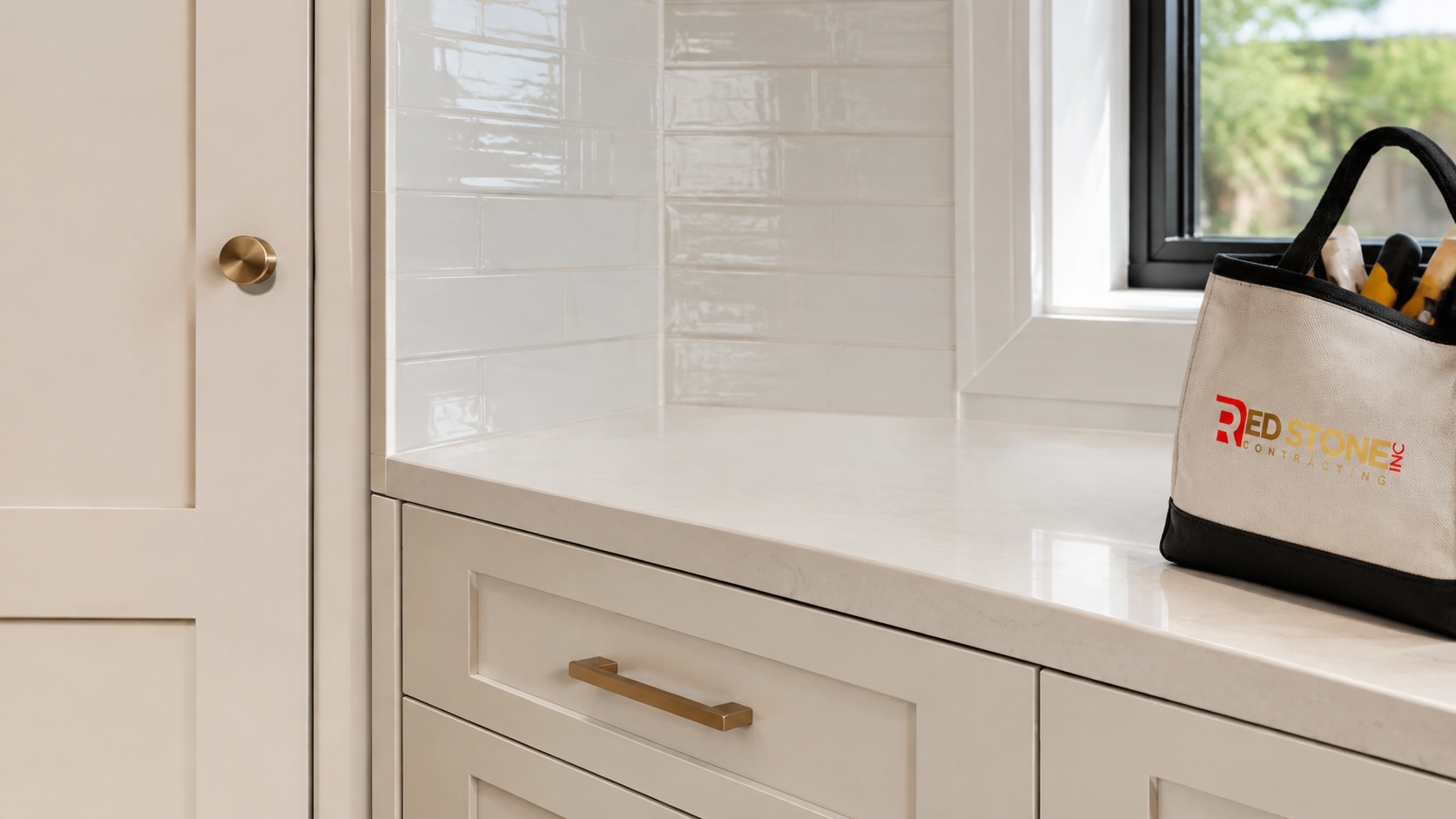 Close view of finished millwork and tile detail from a completed home renovation Mississauga interior