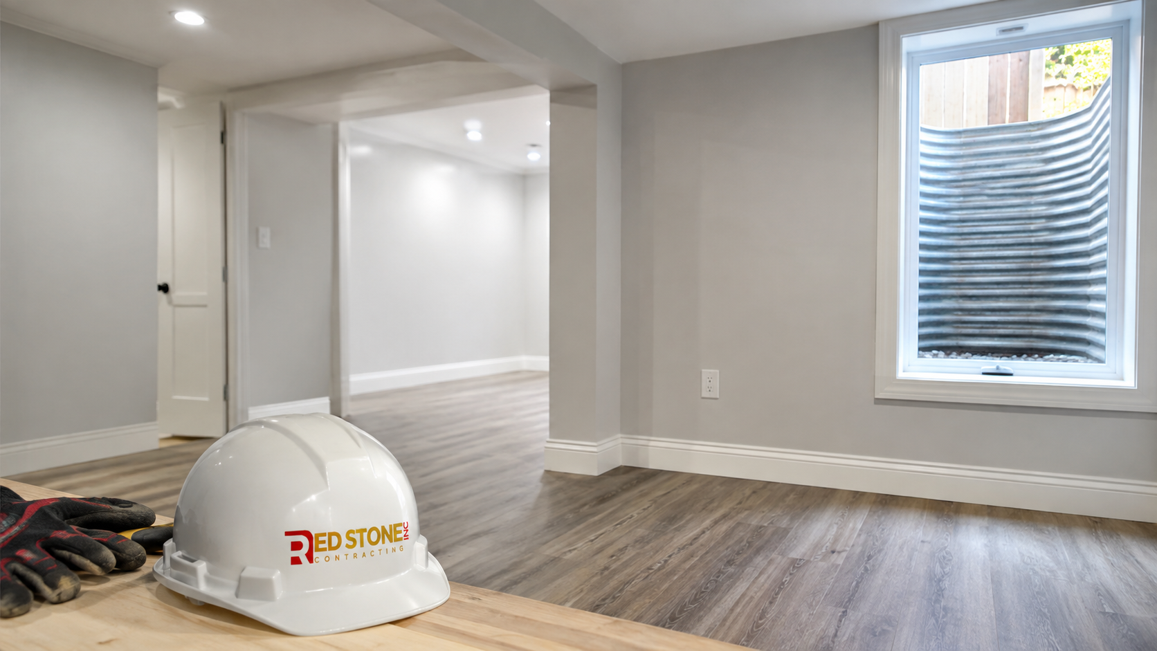 Finished lower level living space completed in a basement renovation Brampton project
