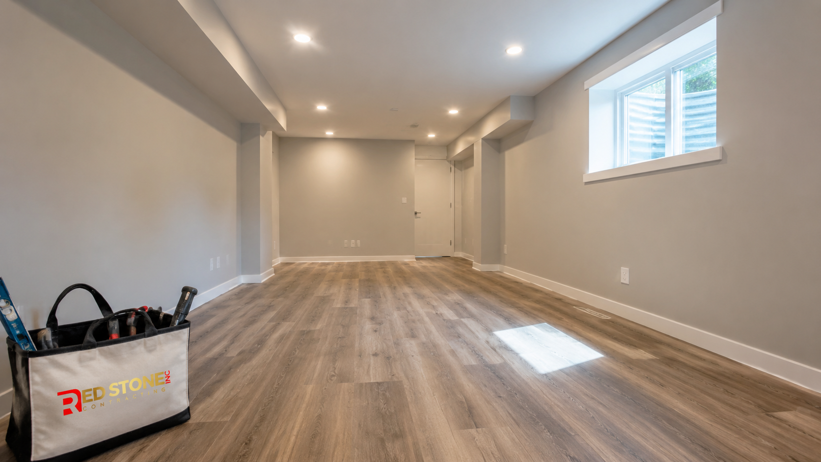 Finished lower level in a suburban Oshawa home after a basement renovation Oshawa project