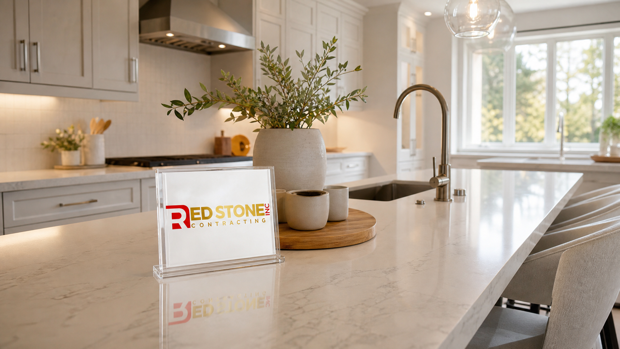 Finished Toronto kitchen after cabinet refacing with new shaker doors and quartz countertops