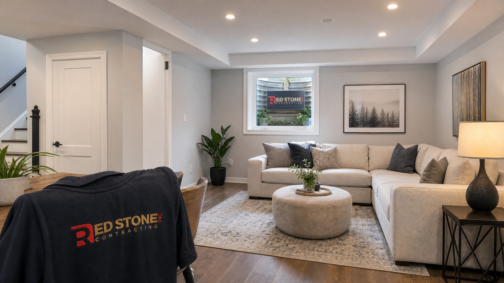 Finished dry basement in a Toronto home showing the result of basement waterproofing before finishing