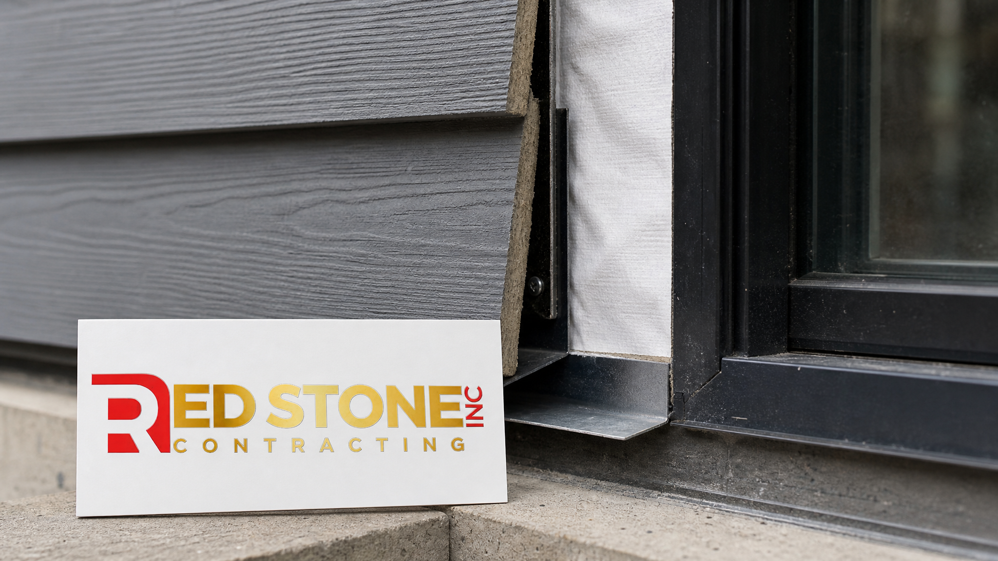 Close-up of fibre cement cladding edge showing flashing, rain screen gap and weather barrier detailing
