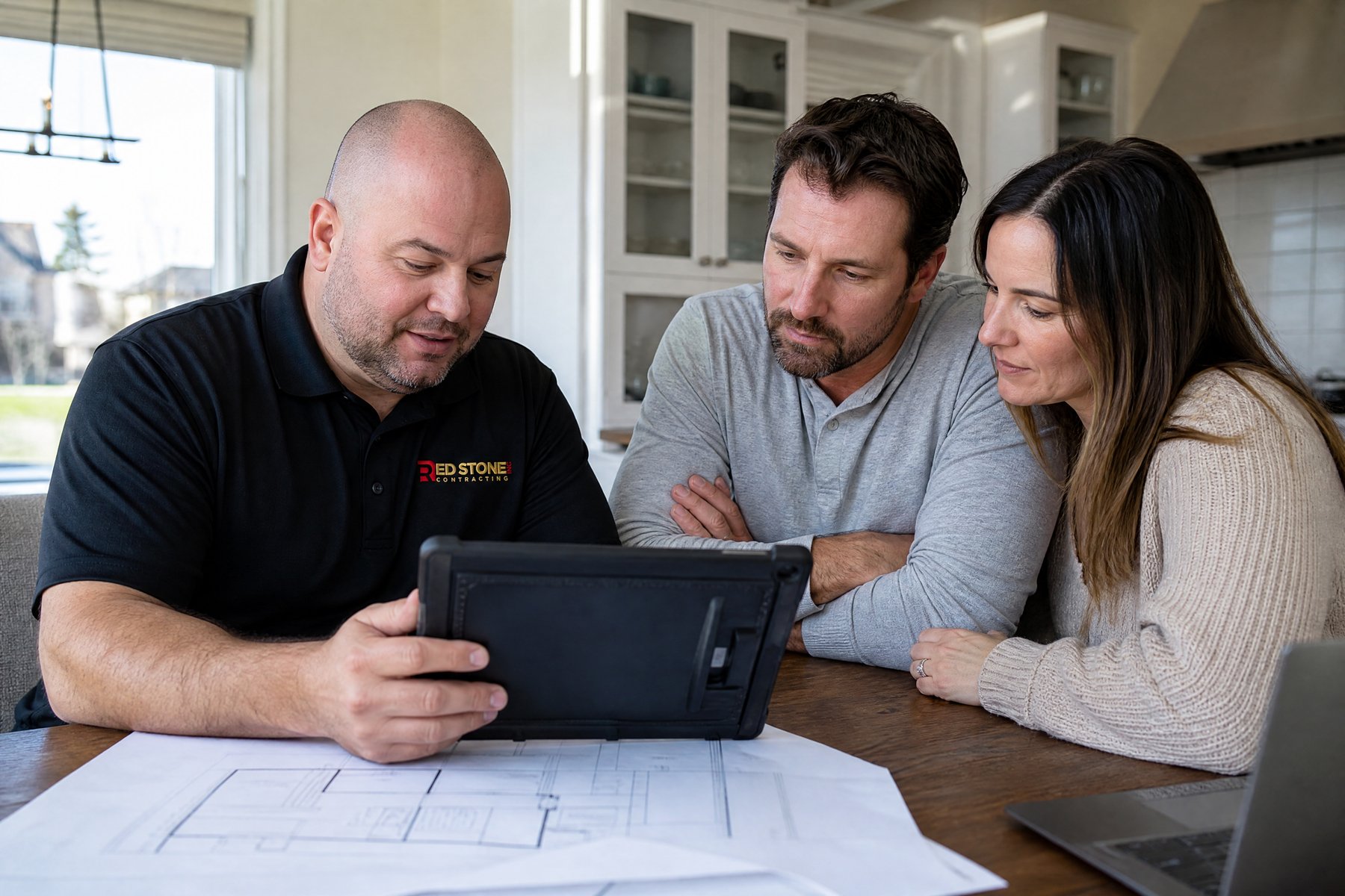 Red Stone Contracting consultation with homeowners in Milton