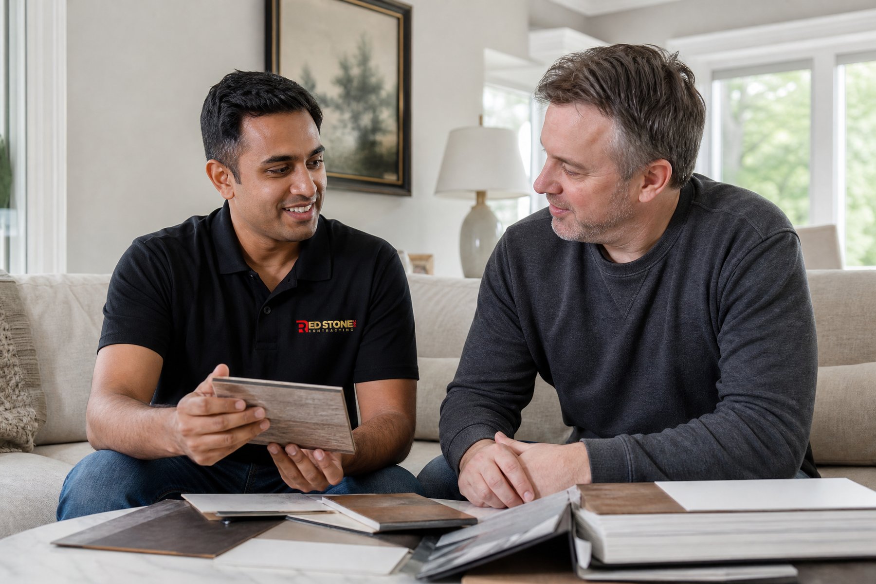 Red Stone Contracting consultation with homeowners in Halton Hills
