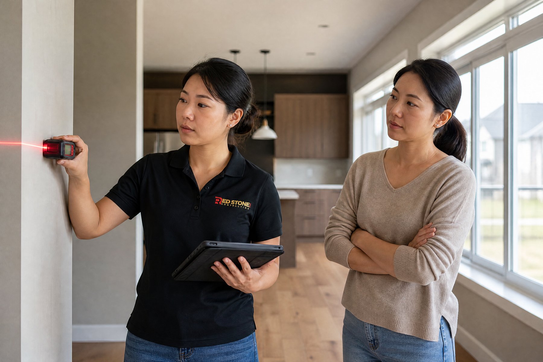Red Stone Contracting consultation with homeowners in Peel Region