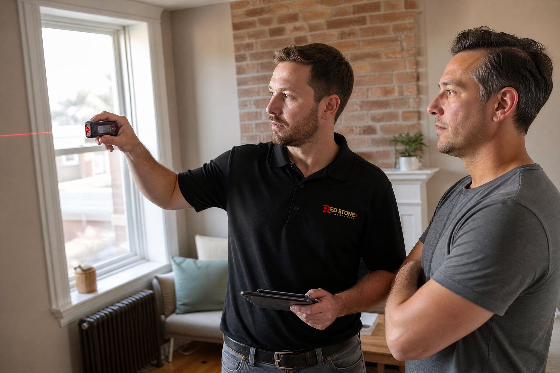 Red Stone Contracting Renovation Crew East York Red Stone Contracting consultation with homeowners in East York