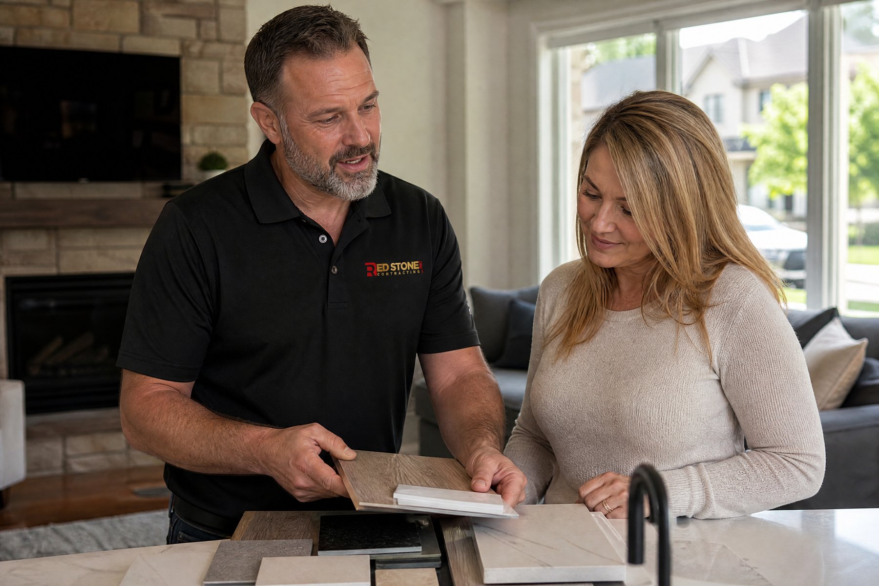 Red Stone Contracting consultation with homeowners in York Region