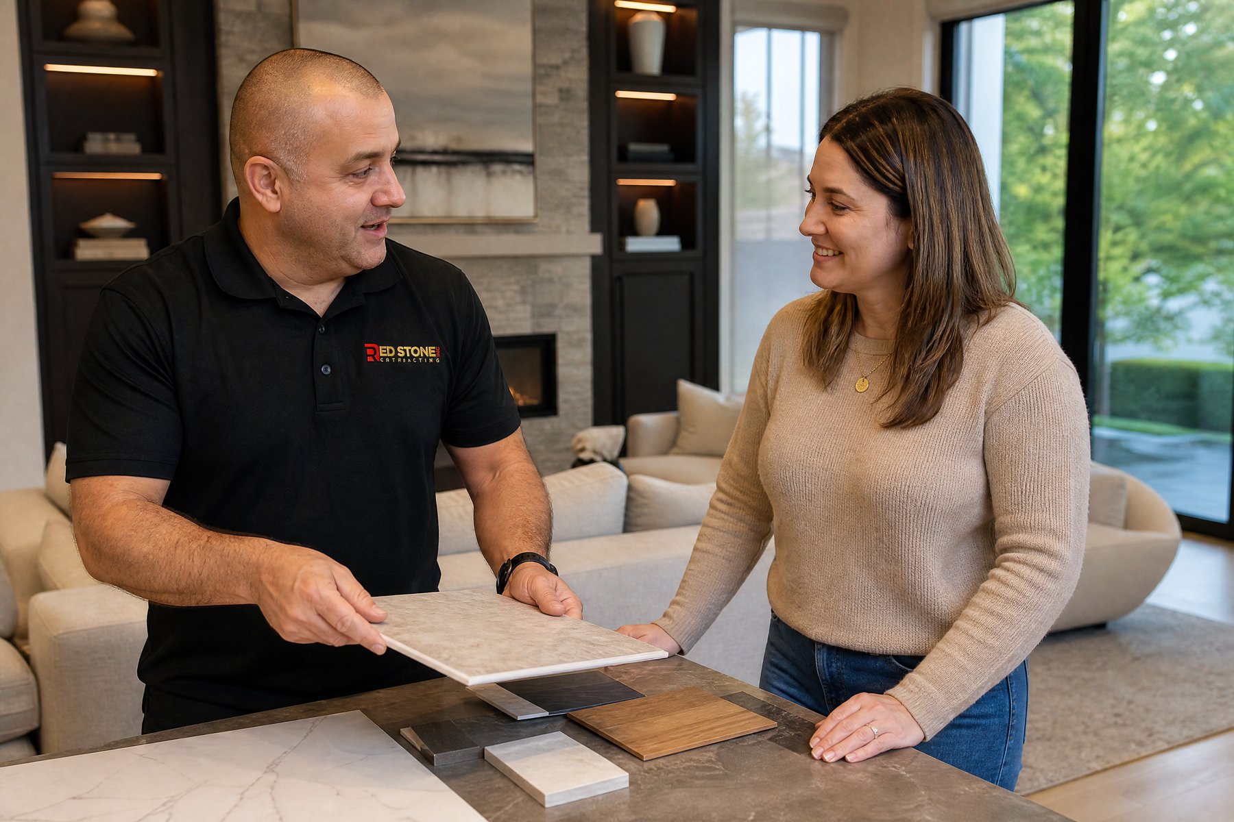 Red Stone Contracting consultation with homeowners in Richmond Hill