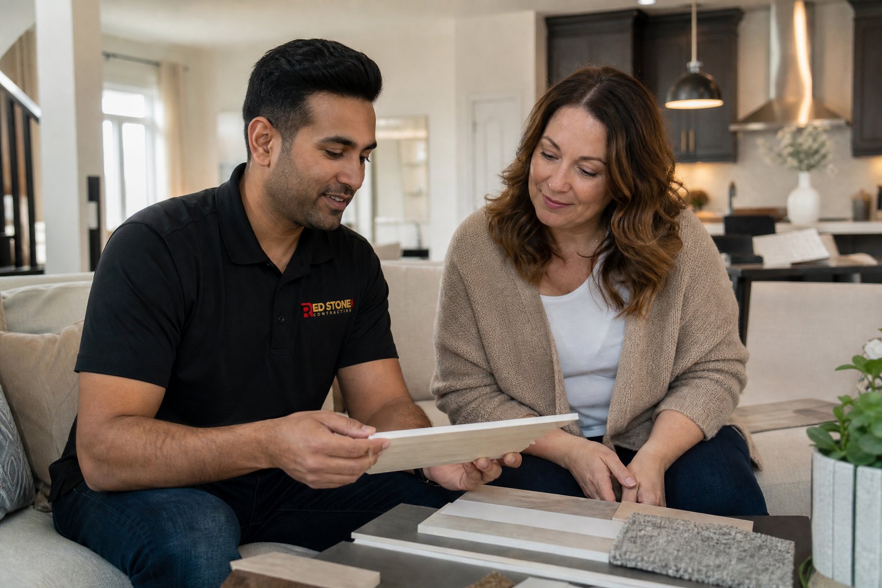 Red Stone Contracting consultation with homeowners in Ajax