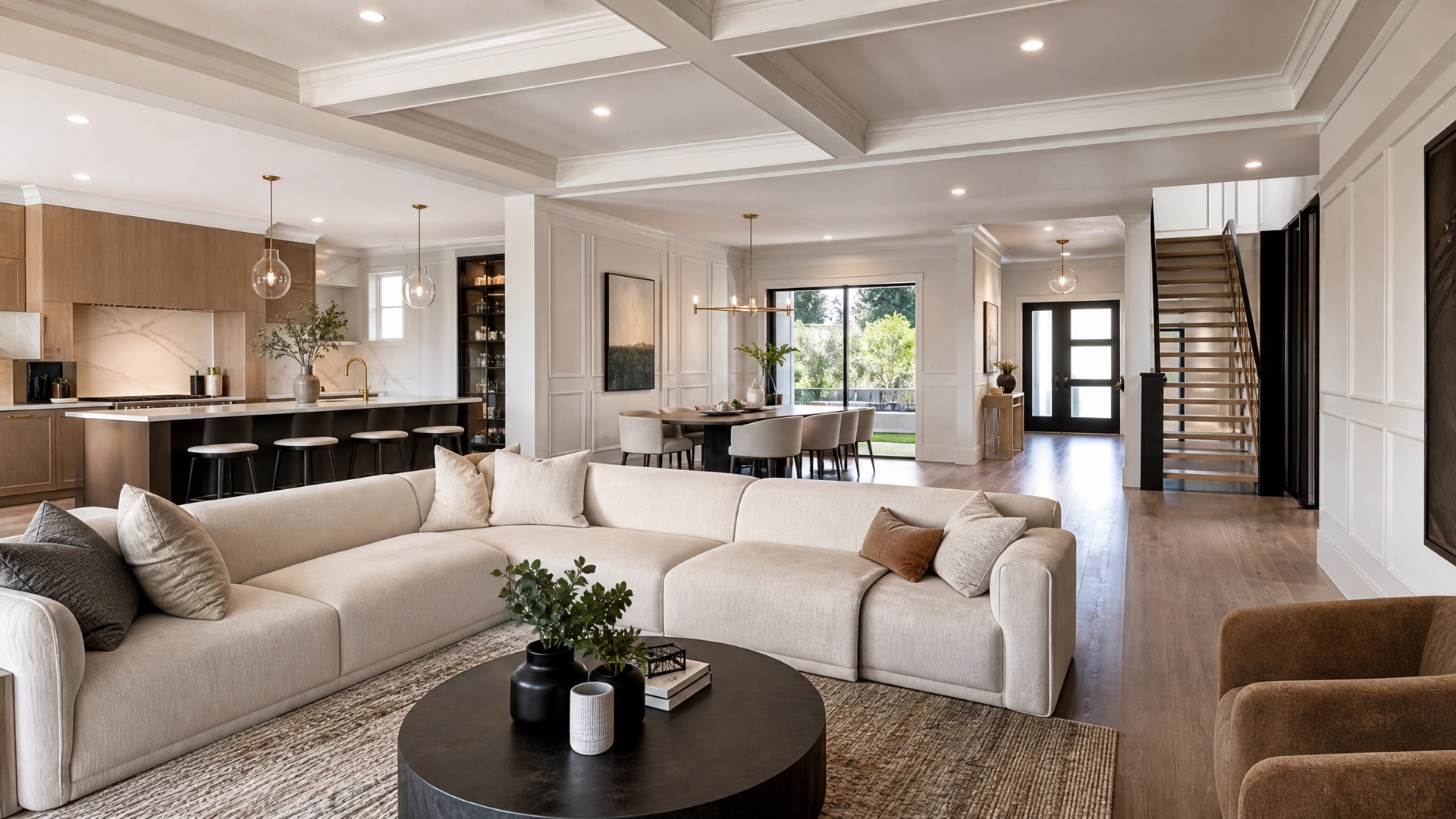 Dramatic open-concept main floor after a whole-home renovation by Red Stone Contracting